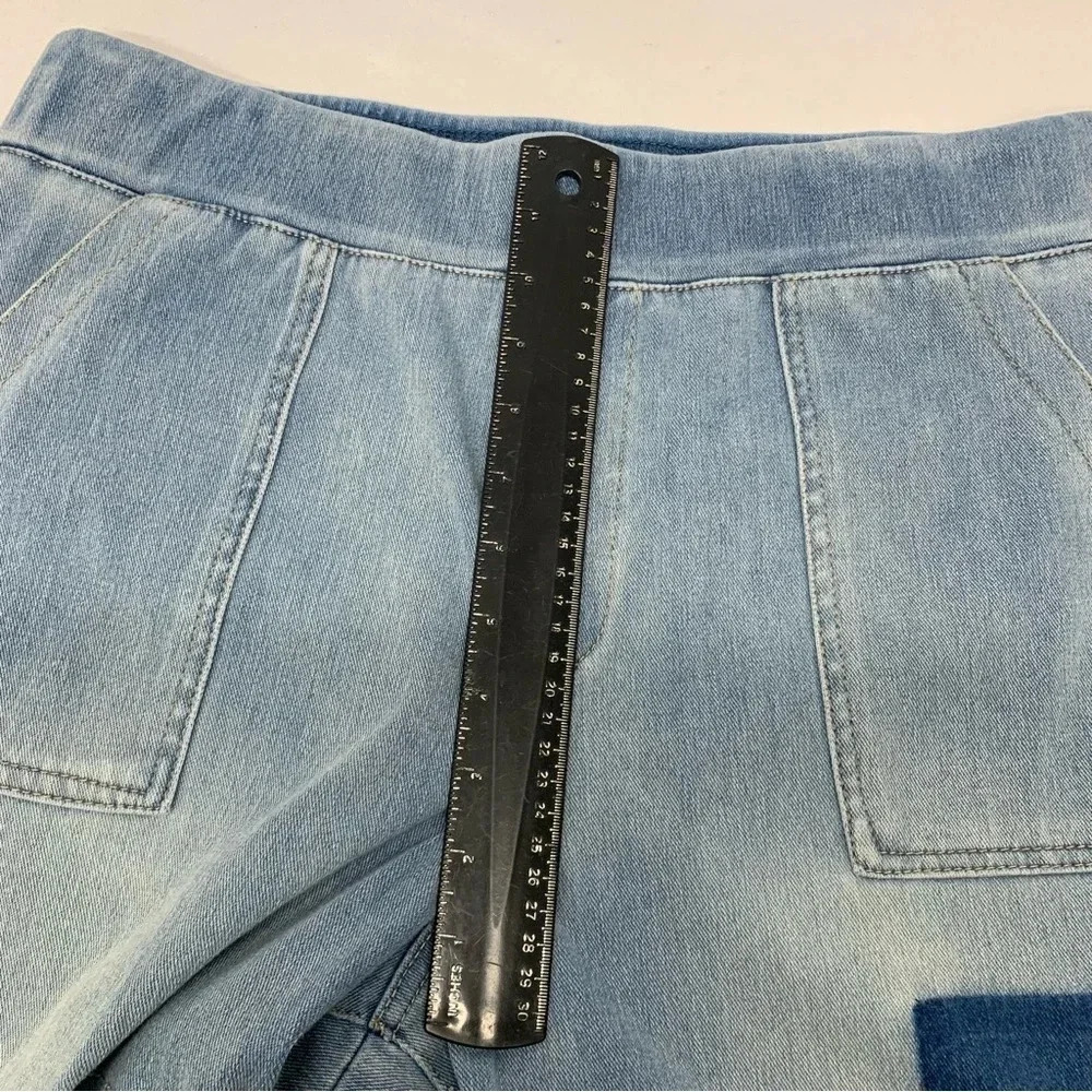 Logo Lori Goldstein Jeans Woman 14 Tall Knit Pull On Straight Pockets Stretch - Picture 11 of 14